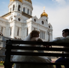 Фотосессия возле Храма Христа Спасителя. Свадьба Елены и Дмитрия 2014