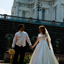 Фотосессия возле Храма Христа Спасителя. Свадьба Елены и Дмитрия 2014