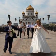 Фотосессия возле Храма Христа Спасителя. Свадьба Елены и Дмитрия 2014