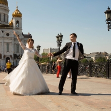 Фотосессия возле Храма Христа Спасителя. Свадьба Анны и Андрея 2015