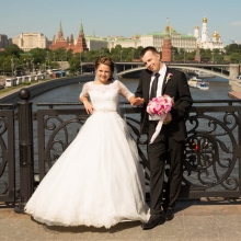 Фотосессия возле Храма Христа Спасителя. Свадьба Анны и Андрея 2015