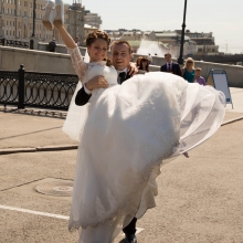 Фотосессия возле Храма Христа Спасителя. Свадьба Анны и Андрея 2015
